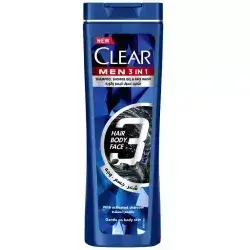 Clear 3 in 1 Shampoo, Shower Gel & Face Wash For Men With Charcoal 2 X - 360ml
