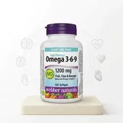 Omega 3-6-9 1200mg webber naturals (120 softgels)