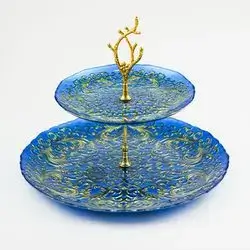 33 Cm + 21 Cm Blue Dessert Stand