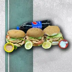 3 chicken burger with Pepsi