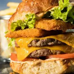 Cheese Double Meat Burger With Double Chicken