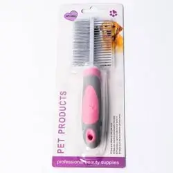 Pet Comb Steel Two Sides Pink