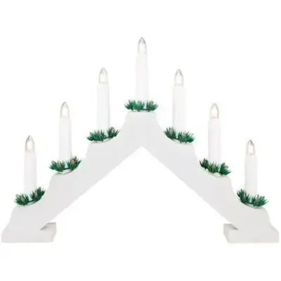 Candle Brıdge Wood 7 Led Whıte
