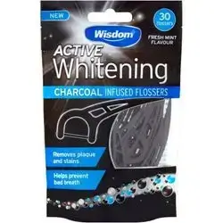 wisdom active whitening charcol flossers 30 flossers