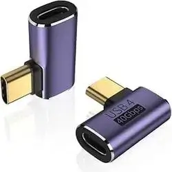 right-angle USB-C male-to-female adapter supporting the USB 4 standard.