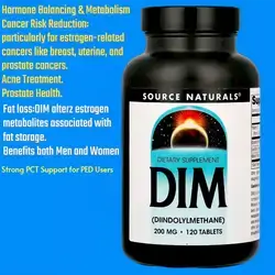 DIM, Diindolylmethane 200mg with Vitamin E, Vitamin E , hormone balance, estrogen metabolism, lose fat, Prostate health, cancer, breast cancer, athletic performance, PCT, Acne, men and women, 120 Tablets dim