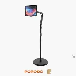 Porodo Multi-Angle Height Adjustable Floor Stand for Phones & Tablets (5.5"–12.9") - Black
