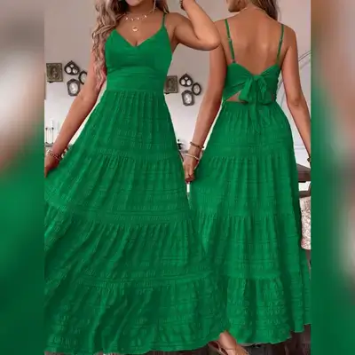 Breezaya Women's Green Summer Boho Dress - Medium