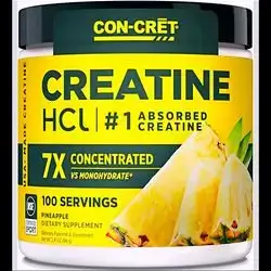 CON-CRET Creatine HCl Powder | Muscle, Cognitive, Cellular Energy Support | No Bloating or Cramps | USA Made & NSF Certified, better than creatine Monohydrate | Pineapple (100 Serving)