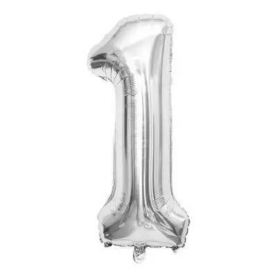 Silver Number 1 Helium Balloon