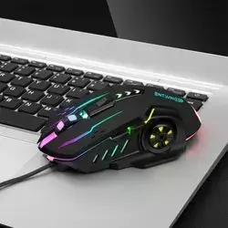 Jeqang 3-Button 1 Roller Ergonomic Wired Optical RGB Mouse LED Backlit Gaming PC/Laptops USB Interface Right/Left-Handed