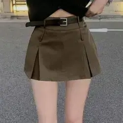 DAZY Women Casual Solid High Waist Pleated Skirt - Large