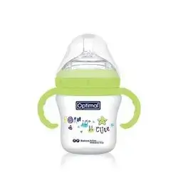 Mamilla Extra Wide Neck Double Anti-Colic Feeding Bottle 210ml (+6) with Handle - Green