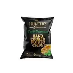 Hunter's Gourmet Pesto Parmesan Flavored Hand Cooked Potato Chips Pouch, 125g