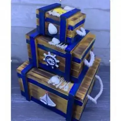 Oster Nautical Decorative Wooden Boxes Set of 3