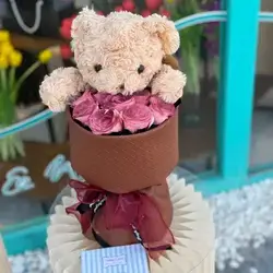 Rose Bouquet With A Bear