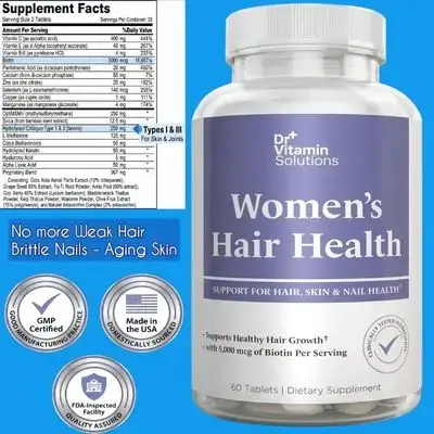 Women's Hair Health - Hair Skin Nails, with Biotin 5000mcg & Collagen & MSM & ASTAXANTHIN & Zinc & Copper, 60 Tablets hair growth