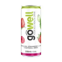 GOWELL RASPBERRY,STRAWBERRY&MINT 10 VITAMINS Q10 ZINC AND MAGNESIUM SUGAR FREE 330ML