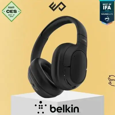 Belkin SoundForm Isolate Noise Cancelling Over-Ear HeadPhones - Black