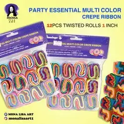 Party Essential Multi Color Crepe Ribbon 12pcs-1inch