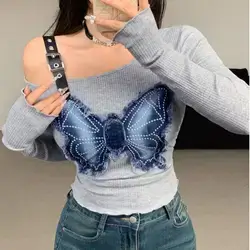 DAZY Women's Asymmetric 3D Bow Decor Long Sleeve T-Shirt Size: Small Size