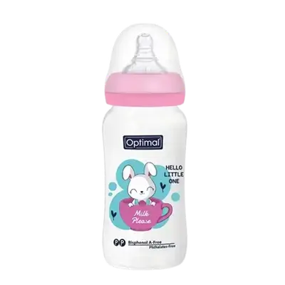 P.P Wide Neck Feeding Bottle 2 From 6-18 Months PINK 300ml OPB-1030 _ Optimal