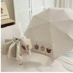 Cute 3 Bears Pattern Compact Folding Umbrella, UV Protection
