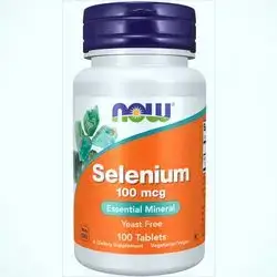 NOW Supplements, Selenium, L-Selenomethionine, 100 mcg, Essential Mineral, reproduction, fertility, thyroid hormone metabolism, DNA protection, healthy skin, hair and nails, 100 Tablets selenium