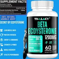 Beta Ecdysterone, 98% Maximum Purity Ecdysterone for Lean Muscle Mass, Athletic Performance & Strength, Superior Test Booster, Natural Muscle Builder, Muscle Growth, Increased Strength, 60 Capsules ecdysterone 