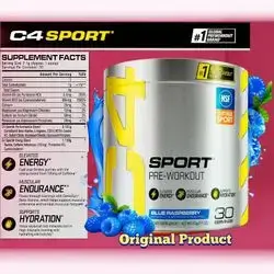 Cellucor C4 Sport Pre Workout, Blue Raspberry - Pre Workout Energy with 3g + 135mg Caffeine and Beta-Alanine Performance Blend - NSF Certified for Sport | 30 Servings, طاقة