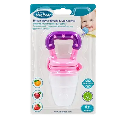 Silikon Fruit Pacifier & Teether 6+ Monthes Pink Color _ Sevibebe