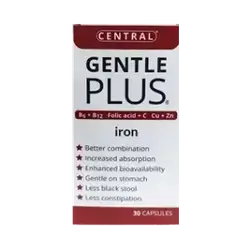 Gentle Plus B6+B12 , Floc Acid + C , Cu + Zn 30 Capsules _ CENTRAL