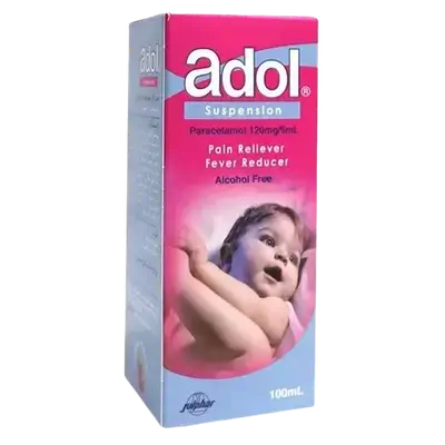 Adol Suspension (Paracetamol 120mg/5ml) Pain Reliver Fever Reducer 100ml _ Julphar