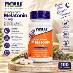 NOW® Extra Strength Melatonin – 10 mg – 100 Veg Capsules