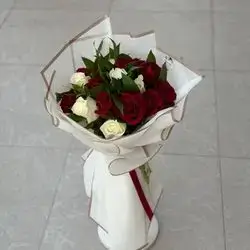 White And Red Rose Bouquet