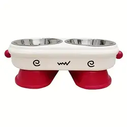 Double Pet Food & Water Bowl with Stainless Steel