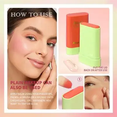 Royues Blush Stick for Cheeks and Lips- Shade: 02 Orange