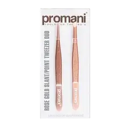 Rose Gold Slant / Point Tweezer Duo PR-928 _ Promani