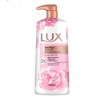 LUX Delicate Fragrance Body Wash, Soft Rose, 2x Moisturizing Essence, with 4D Hyaluronic Acid, 700ml