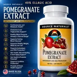 Pomegranate Extract, 40% Ellagic Acid, Antioxidant and DNA Health, Anti-aging, 500 mg Tablet, Gut Health & Urolithins Production, Cardiovascular, 240 Tablets Pomegranate