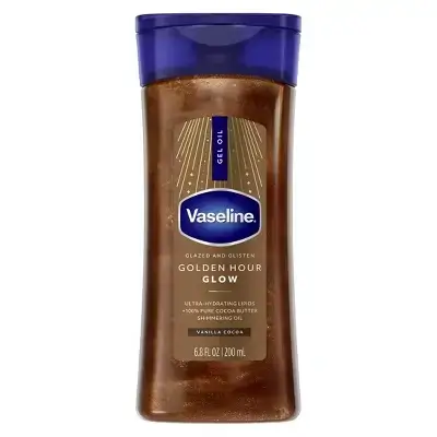 Vaseline Glazed & Glisten Vanilla Cocoa Shimmering Gel Body Oil - Golden Hour Glow -200ML