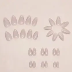 30pcs Elegant Long Almond Shaped Minimalist Vintage Lotus Pink Plain False Nail Set