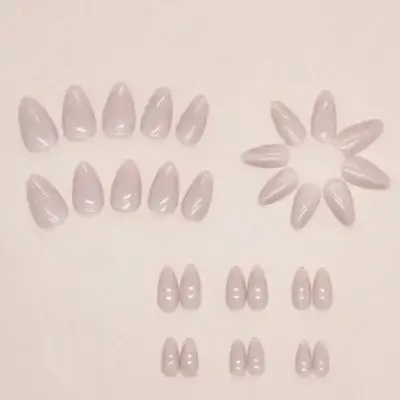 30pcs Elegant Long Almond Shaped Minimalist Vintage Lotus Pink Plain False Nail Set