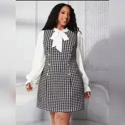 SHEIN Plus Size Tie-Front Collar Dress - 2XL