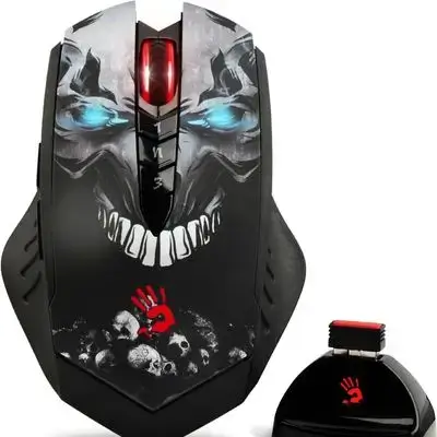 Bloody R80 Wireless Gaming Mouse - 4 Core Activated - Rechargeable 600mAh Li-battery - 6 Sniper Modes - 4,000 CPI - Light Strike 0.2ms Response - Metal Armor Boot - Assure zero-lag | Skull
