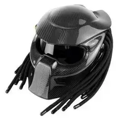Predator Custom Full-Face Motorcycle Helmet – Real Carbon Fiber Shell with Red Laser Pointer