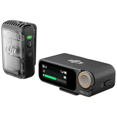 DJI Mic 2 (1 TX + 1 RX), Wireless Microphone with Intelligent Noise Cancelling, 32-bit Float Internal Recording, Optimized Sound, 250m (820 ft.) Range, Microphone for iPhone, Android, Camera, Vlogs