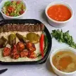 Rice with Kebab and Chicken Tikka