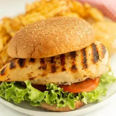 Grilled Chicken Burger With Fries