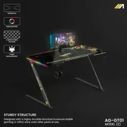 AGGT01 Gaming Table Z-Shaped Black - 180cm